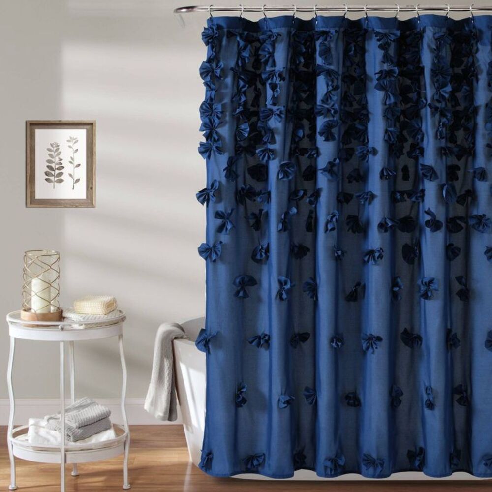 Lush Decor - Lush Décor 72"x72" Riley Shower Curtain Navy : Mic Navy